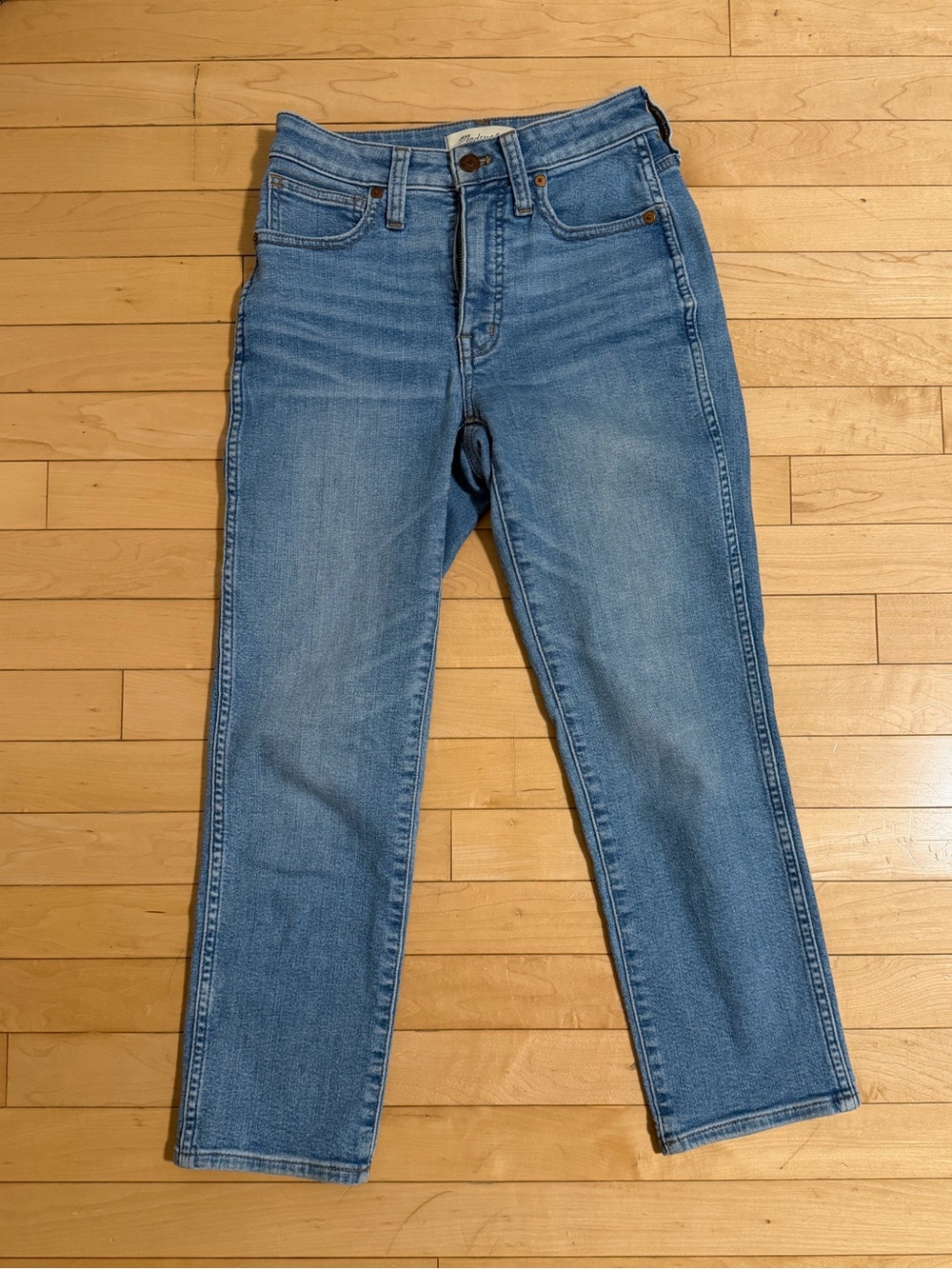 Madewell Curvy Stovepipe Jeans 24P Light Wash High Rise Straight Leg Petite